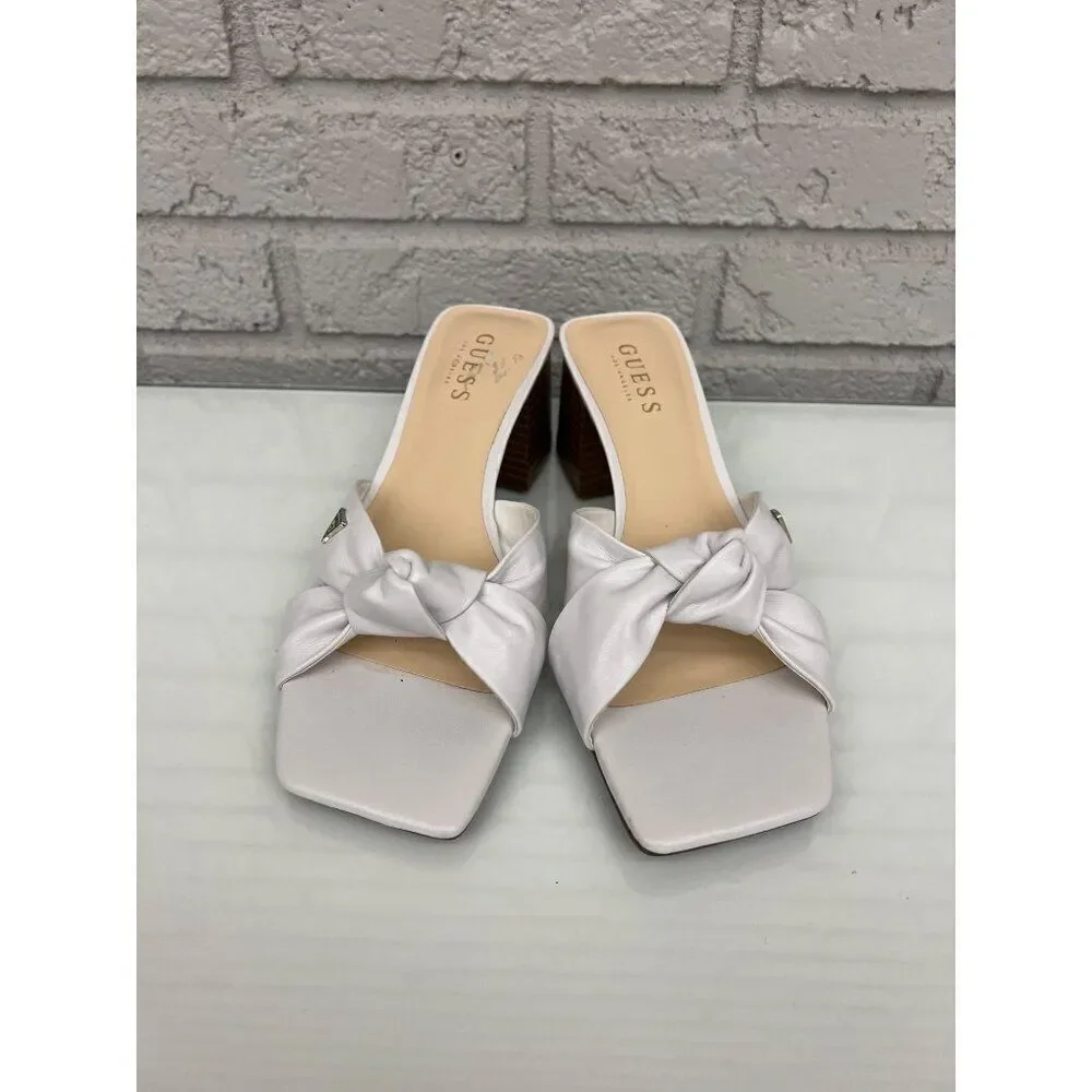 Guess Women White Outdo Knotted Sandals Size 8M